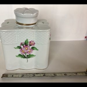 Herend Hungarian Porcelain tea caddy, hand painted floral